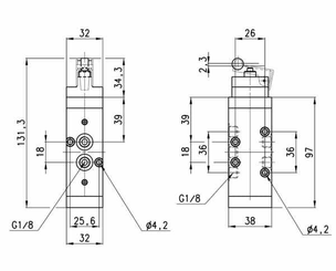 Pièces agricoles - Pièce pneumatique - Distributeur 5/2, levier galet