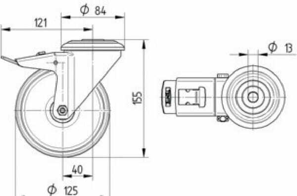 Pièces agricoles - Outils atelier - Roulettes pivotantes en acier inoxydable à bandage en matière synthétique