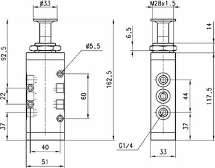 Pièces agricoles - Pièce pneumatique - Distributeur 5/2, push/pull