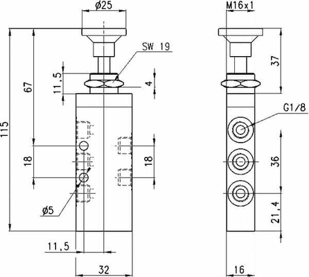 Pièces agricoles - Pièce pneumatique - Distributeur 5/2, push/pull