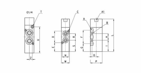 Pièces agricoles - Pièce pneumatique - Distributeur 5/2, monostable