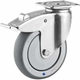 Roue pivotante, roue en polyuréthane : Ø125x32mm, with brake, Acier inoxydable Fixation de plaque: 77x67mm Load: 100kg, Tente