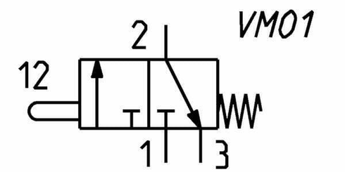 Pièces agricoles - Pièce pneumatique - Vanne 3/2 à poussoir