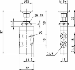 Pièces agricoles - Pièce pneumatique - Distributeur 3/2, push/pull