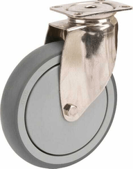 Pièces agricoles - Outils atelier - Roue pivotante, roue en polyuréthane : Ø125x32mm, Fixation de plaque: 77x67mm Load: 100kg Tente