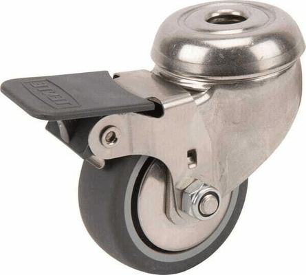 Pièces agricoles - Outils atelier - Roue pivotante, roue en polyuréthane : Ø50x19mm, avec frein, acier inoxydable trou unique Charge : 50kg, Tente