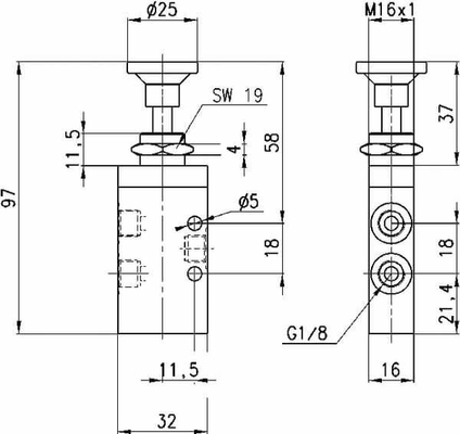 Pièces agricoles - Pièce pneumatique - Distributeur 3/2, push/pull