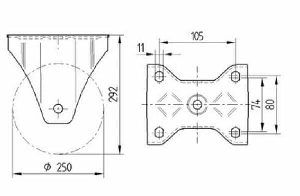 Pièces agricoles - Outils atelier - Roulettes pour charges lourdes à bandage en polyuréthane