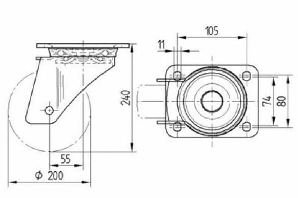 Pièces agricoles - Outils atelier - Roulettes pour charges lourdes en polyamide