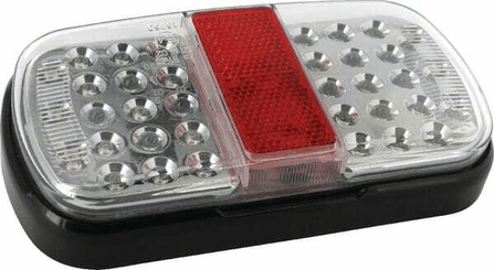Pièces agricoles - Eclairage - Feu arrière LED, rectangulaire, 12/24V, rouge/marron/jaune, à boulonner, 158x31x81mm