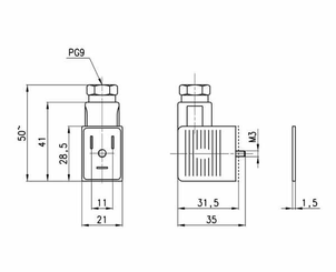 Pièces agricoles - Pièce pneumatique - Connecteur + led 24V AC/DC