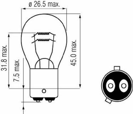 Pièces agricoles - Eclairage - Ampoule 12V 21/4W BAZ15d