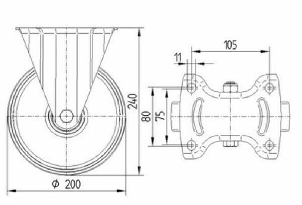 Pièces agricoles - Outils atelier - Roulettes pivotantes à bandage en caoutchouc élastique