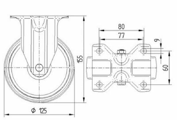 Pièces agricoles - Outils atelier - Roulettes pivotantes à bandage en caoutchouc noir