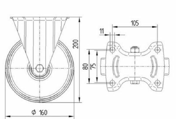 Pièces agricoles - Outils atelier - Roulettes pivotantes à bandage en caoutchouc élastique