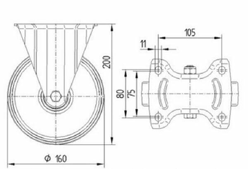 Pièces agricoles - Outils atelier - Roulettes pivotantes à bandage en polyuréthane