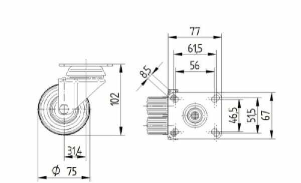Pièces agricoles - Outils atelier - Roulettes pivotantes doubles