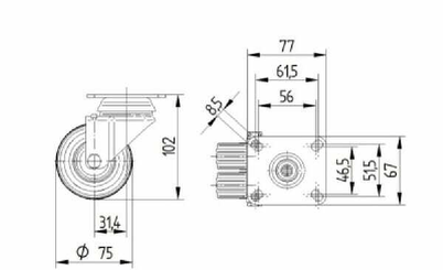 Pièces agricoles - Outils atelier - Roulettes pivotantes doubles
