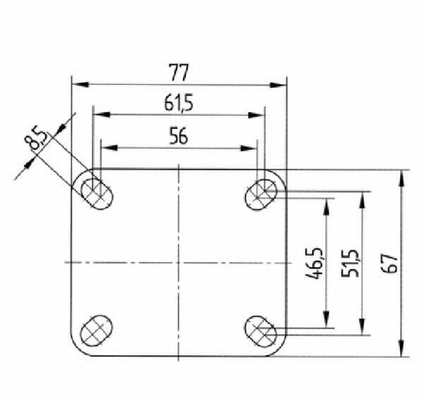 Pièces agricoles - Outils atelier - Roue fixe rigide Ø125x32mm, Fixation de plaque: 77x67mm Load: 100kg Tente