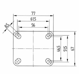 Pièces agricoles - Outils atelier - Roue fixe rigide Ø125x32mm, Fixation de plaque: 77x67mm Load: 100kg Tente
