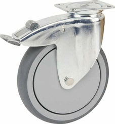 Pièces agricoles - Outils atelier - Roue pivotante, roue en polyuréthane : Ø125x32mm, Fixation de plaque: 77x67mm Load: 100kg Tente