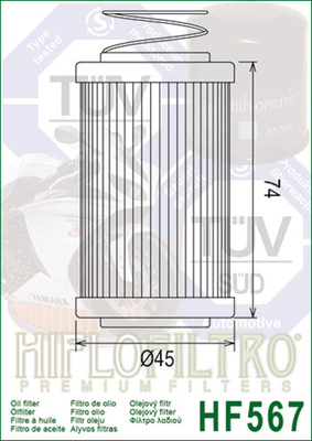 Pièces Quad & Motos - Moteur - Filtre à huile HIFLOFILTRO - HF567