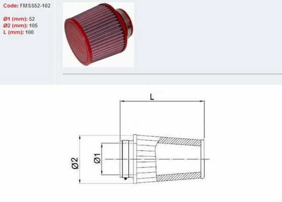 Pièces Quad & Motos - Moteur - Filtre à air BMC conique Ø52mm - SS52-102
