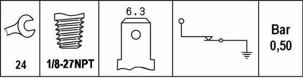 Pièces agricoles - Electricité - Sonde de pression d'huile 1/8" 27-NPT Hella