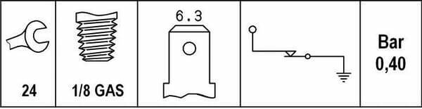 Pièces agricoles - Electricité - Sonde de pression d'huile 1/8" GAS Hella