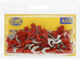 Pièces agricoles - Electricité - Fiche à fourche, rouge, 0,5-1,5 mm² Ø5,3 mm² Série A, blister, Hella
