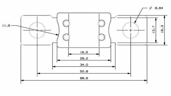 Pièces agricoles - Electricité - Fusible méga 350A longueur 68,6mm vert Hella