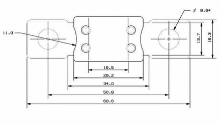 Pièces agricoles - Electricité - Fusible méga 350A longueur 68,6mm vert Hella