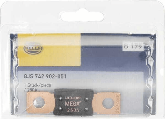 Pièces agricoles - Electricité - Fusible méga 250A longueur 68,6mm rose Hella