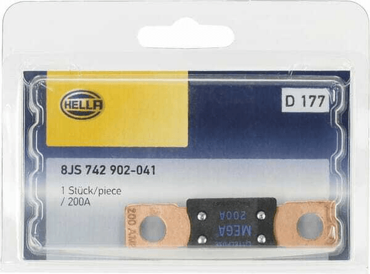 Pièces agricoles - Electricité - Fusible méga 200A longueur 68,6mm bleu Hella