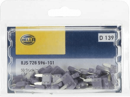 Pièces agricoles - Electricité - Fusible lame mini 3A longueur 10,9mm violet pack 50x Hella