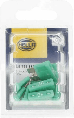 Pièces agricoles - Electricité - Fusible lame standard 12V 30A longueur 18,8mm vert pack 10x Hella