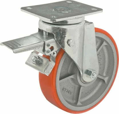 Pièces agricoles - Outils atelier - Roue pivotante, roue en polyuréthane : Ø200x50mm, Fixation de plaque: 140x110mm Load: 830kg, Ro-Carr