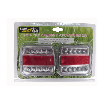 Pièces agricoles - Pièce divers - KIT 2 FEUX AR LED R/B 5F SORT.CABLE SOUS COQUE