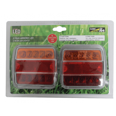 Pièces agricoles - Pièce divers - KIT 2 FEUX AR LED 5F R/J SORT. CABLE SOUS COQUE