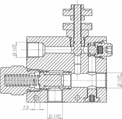 Pièces agricoles - Hydraulique - Régulat. débit 3 v., ret. lib.