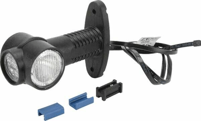 Pièces agricoles - Eclairage - Feu de gabarit LED, rond, 12V, rouge/blanc/orange, boulon sur fiche DC, Aspöck