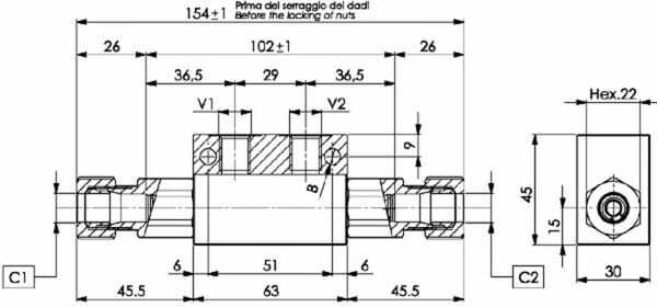 Pièces agricoles - Hydraulique - Clapet anti-retour piloté 3/8"