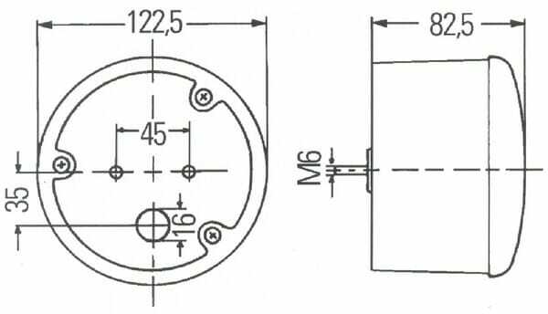 Pièces agricoles - Eclairage - Feu de stop rond, 12/24V, rouge, à boulonner, Ø 122,5mm, Hella