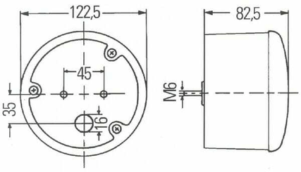 Pièces agricoles - Eclairage - Feu de stop rond, 12/24V, rouge, à boulonner, Ø 122,5mm, Hella