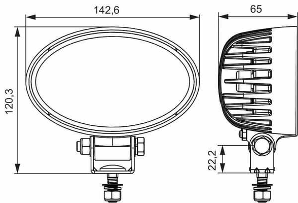 Pièces agricoles - Eclairage - Phare de travail à LED, 1200 lm, ovale, 12-24 V, claire, 65 x 120 mm, 8 LED, ValueFit Hella