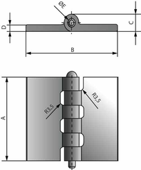 Pièces agricoles - Fasteners - Charnière á souder 30 x 30 x 5 x 6 mm