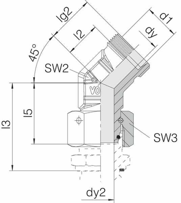 Pièces agricoles - Hydraulique - Coude orientable 45° 14S