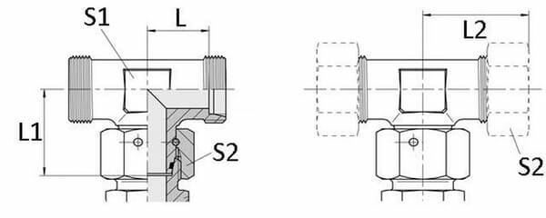 Pièces agricoles - Hydraulique - Té orientable 15L