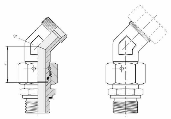 Pièces agricoles - Hydraulique - Coude orientable 45° 10L