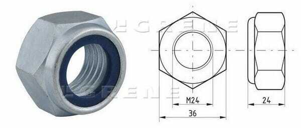 Pièces agricoles - Fasteners - Écrou de blocage hexagonal DIN985 M24x3,00 acier zingué |8| Kramp